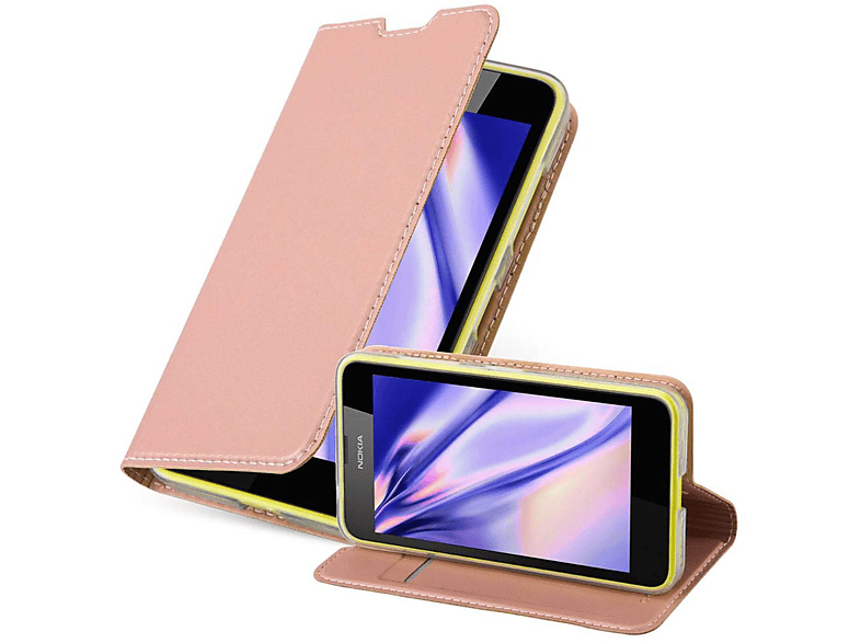 CADORABO Handyhülle Book Bookcover, 630 CLASSY Style, Nokia, / Lumia GOLD ROSÉ Classy 635