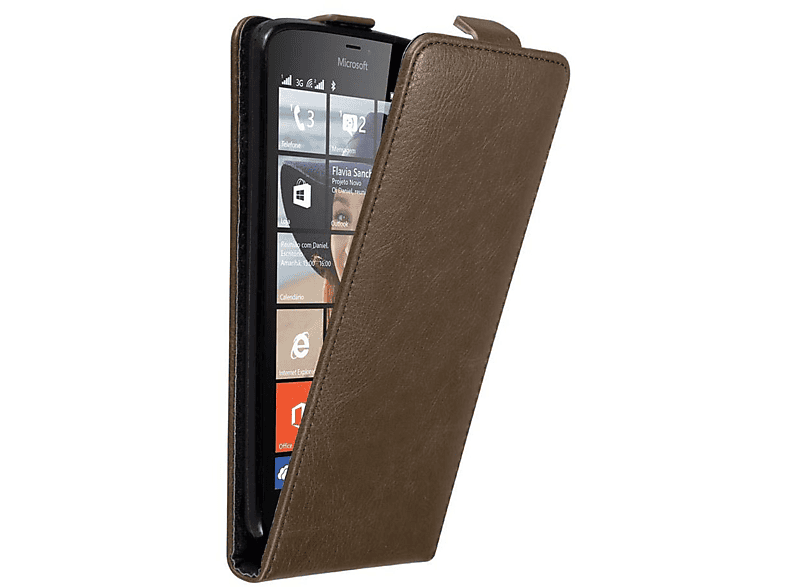 CADORABO Hülle im Flip Style, Flip Cover, Nokia, Lumia 640, KAFFEE BRAUN