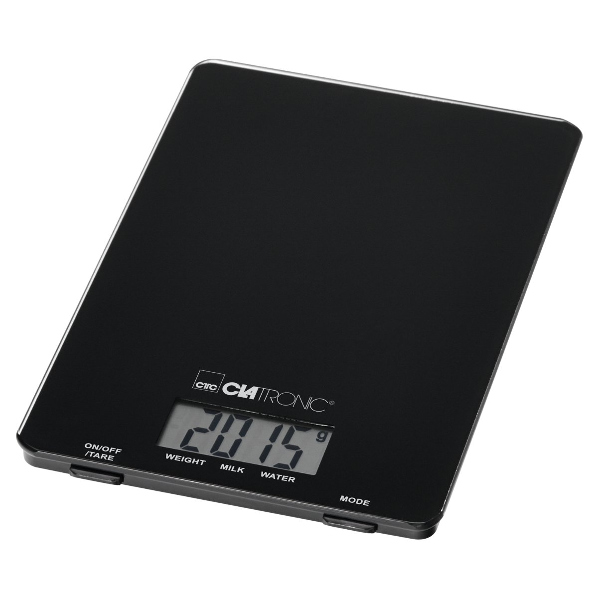 Balanza de cocina - KW 3626, Báscula de Cocina Digital Extraplana, Medición 1gr, Hasta 5 kg, LCD, Función Tara, Vidrio CLATRONIC, Negro