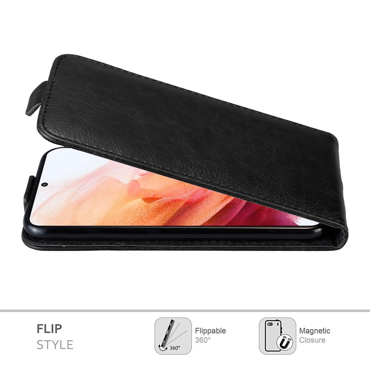 Schwarze Handyhülle mit einem Telefon darin. Die Hülle ist teilweise geöffnet.