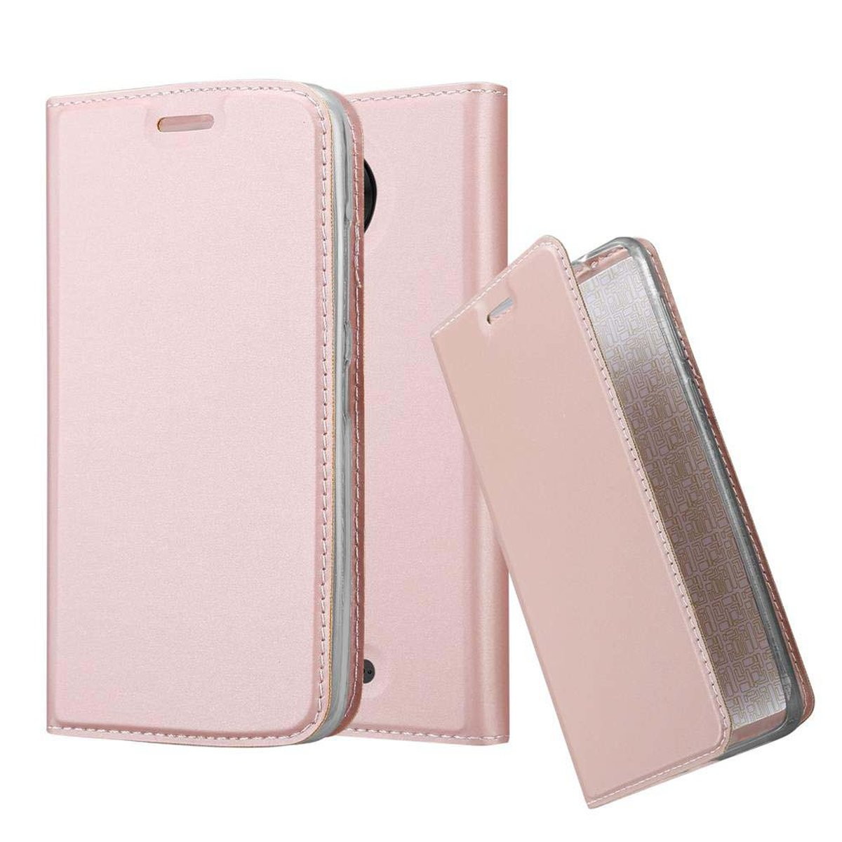 C Motorola, Book GOLD Style, MOTO PLUS, Classy CLASSY CADORABO ROSÉ Handyhülle Bookcover,