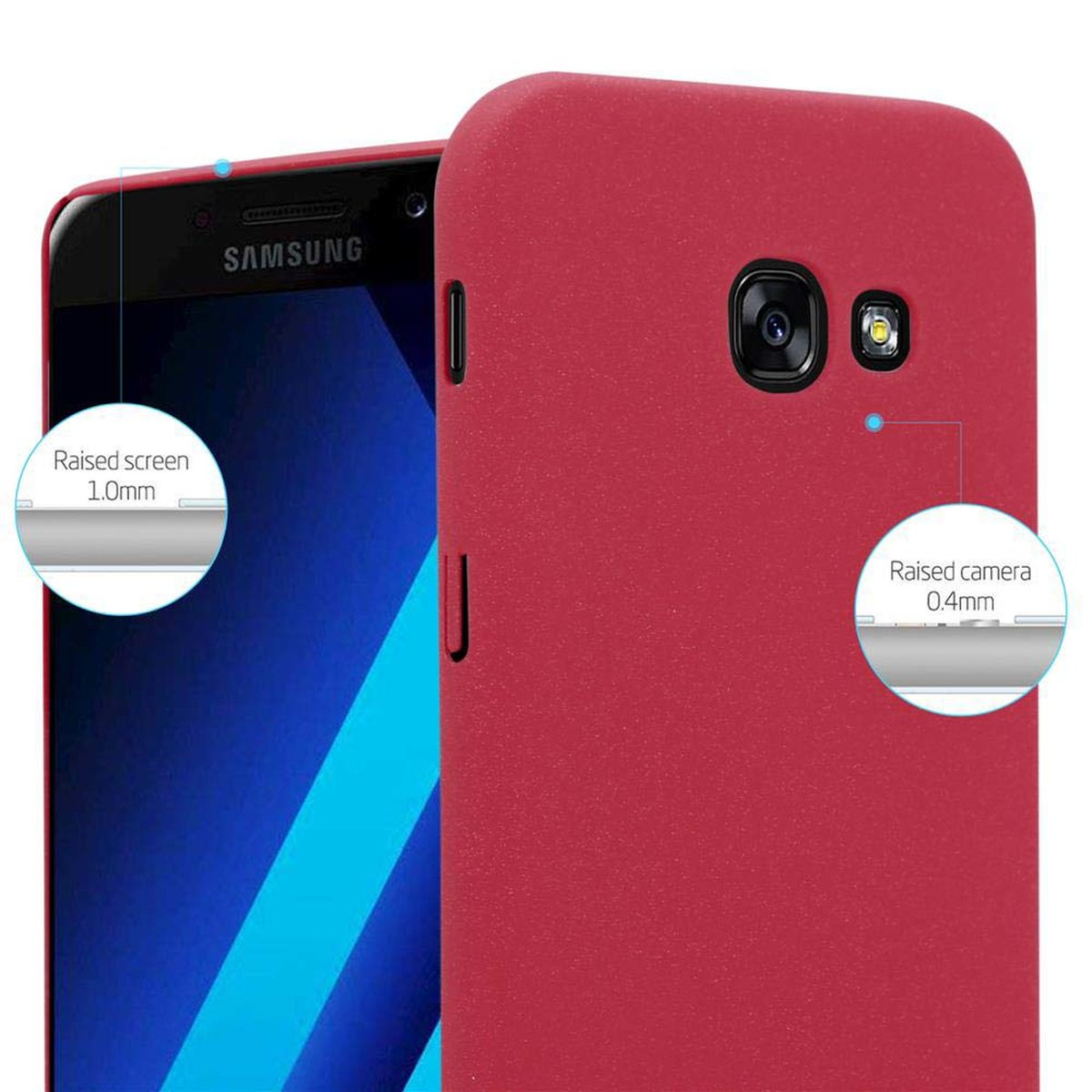 Samsung, 2017, ROT A5 im Style, FROSTY Frosty Backcover, Galaxy Hard Case Hülle CADORABO