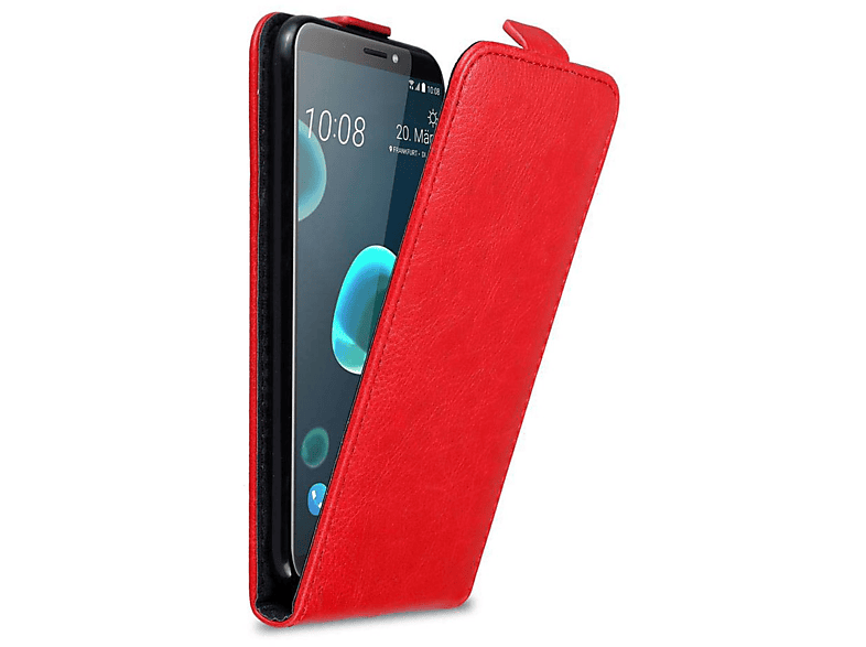 CADORABO Hülle im Flip Style, Desire 12 Flip PLUS, ROT Cover, APFEL HTC