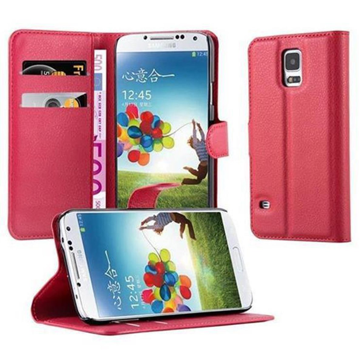 CADORABO Book Hülle Standfunktion, S5 Samsung, ROT S5 / KARMIN Bookcover, NEO, Galaxy