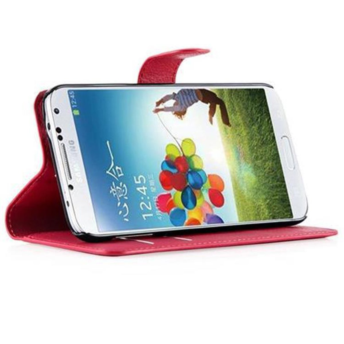 CADORABO Book Hülle Standfunktion, Bookcover, Samsung, Galaxy / KARMIN ROT S5 S5 NEO