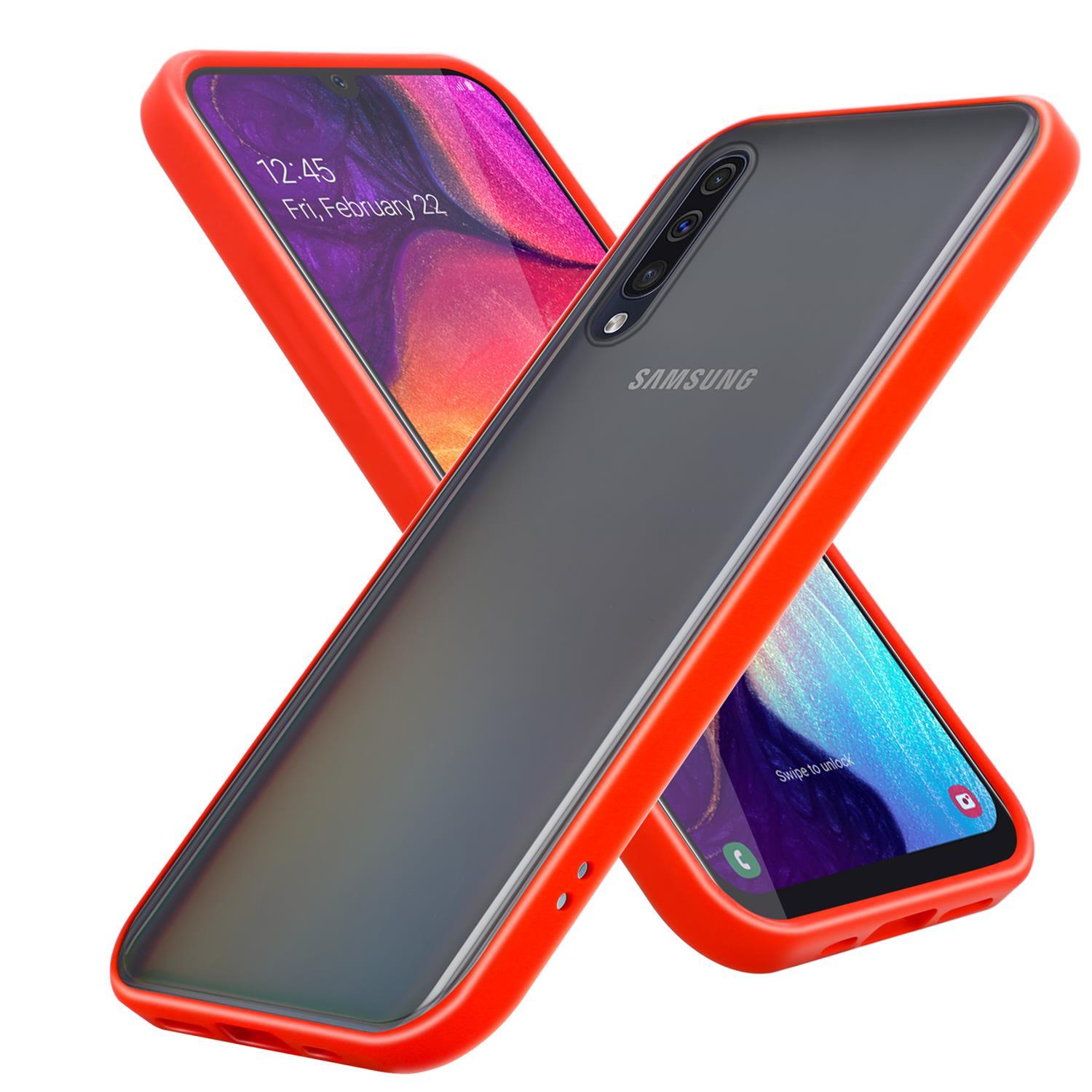 und Rückseite, Silikon Backcover, CADORABO Tasten Hybrid Matt Samsung, A70s, TPU Kunststoff Schwarze A70 matter Innenseite Rot - Galaxy Hülle / mit Schutzhülle