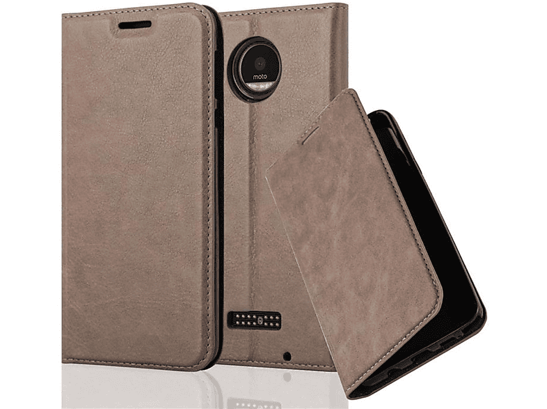 CADORABO Book Hülle Invisible Magnet, Bookcover, Motorola, MOTO Z, KAFFEE BRAUN