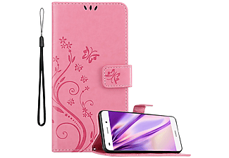 carcasa de móvil  - Funda libro para Móvil - Carcasa protección resistente de estilo libro CADORABO, Huawei, P8 LITE 2015, rosa floral