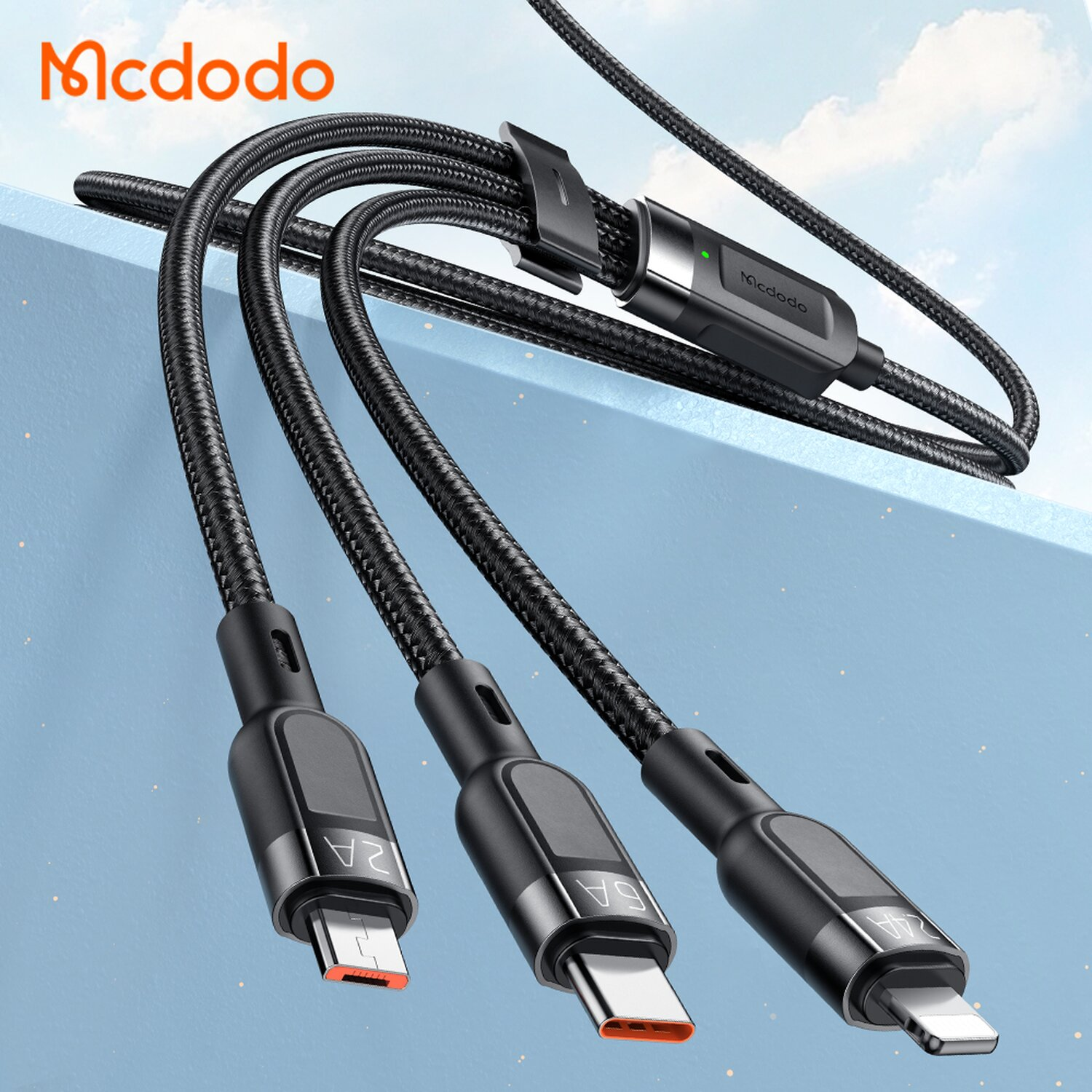 MCDODO 65W 3in1 Micro Handyladekabel, Schwarz USB TYP-C iOS