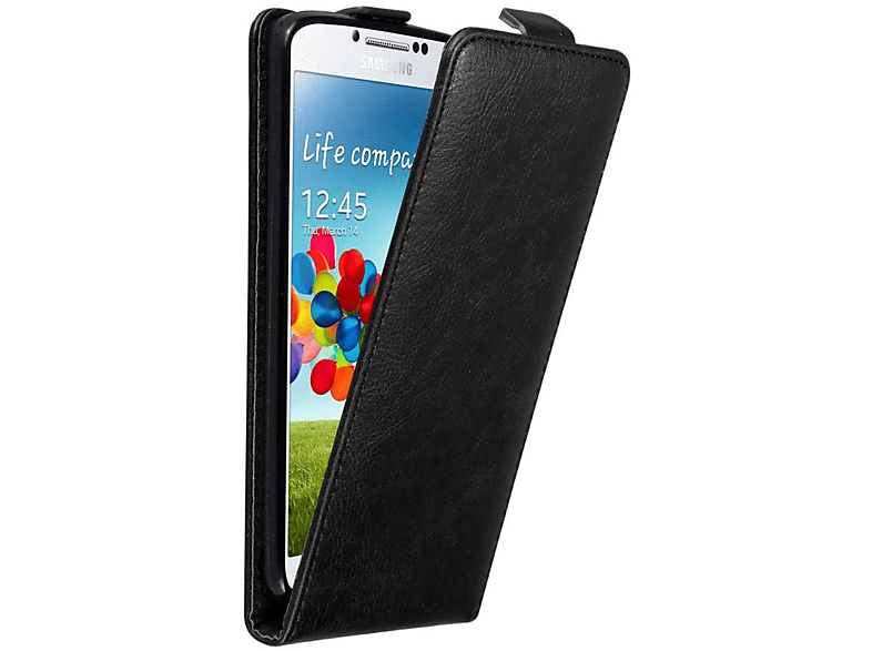 Galaxy Flip Samsung, S4, NACHT Flip im SCHWARZ Hülle Cover, CADORABO Style,