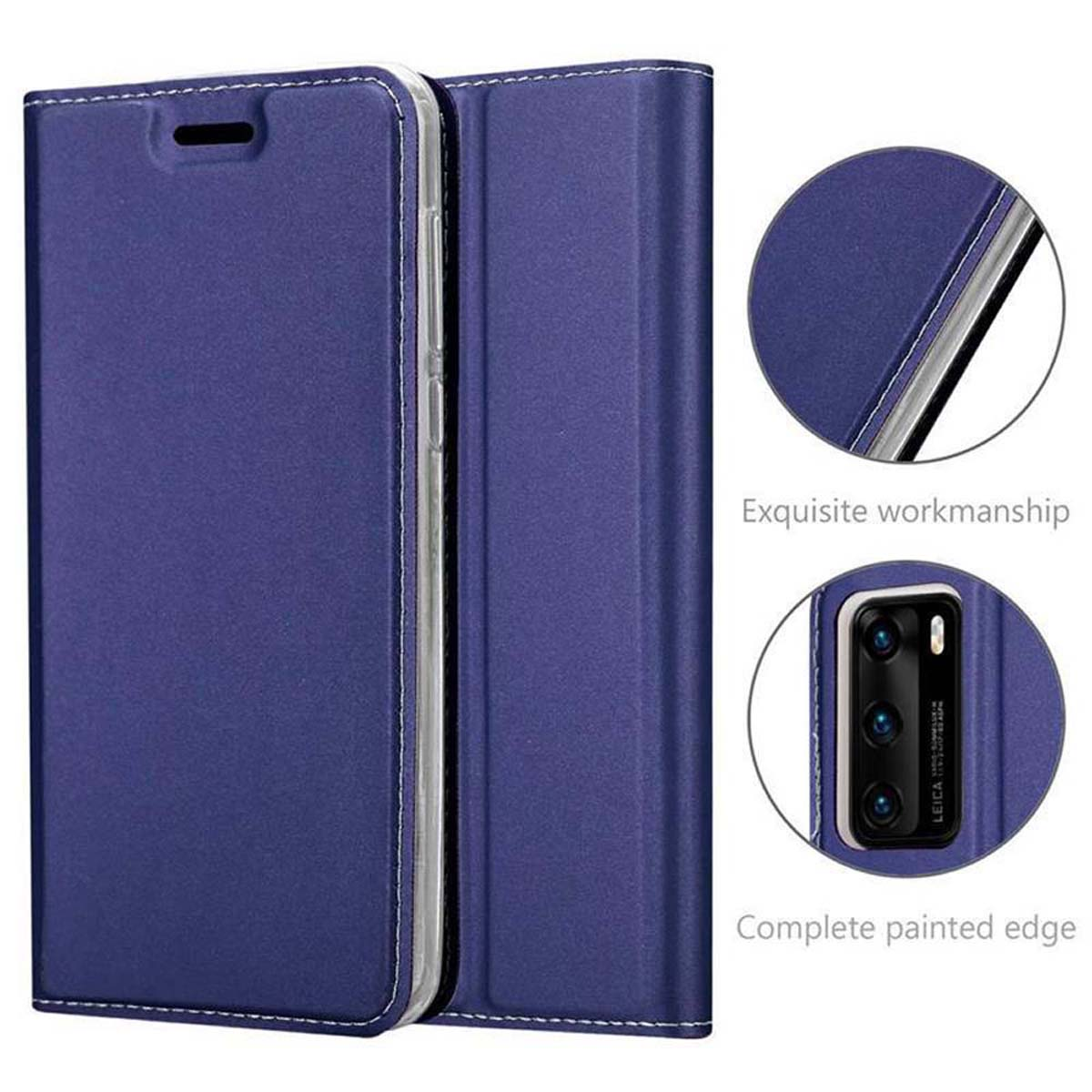 CADORABO Handyhülle DUNKEL Bookcover, Huawei, P40, Classy Book Style, CLASSY BLAU