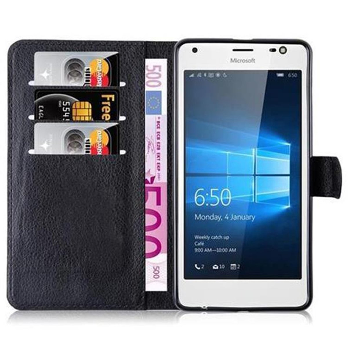 Hülle SCHWARZ CADORABO Lumia PHANTOM Book Standfunktion, 850, Nokia, Bookcover,