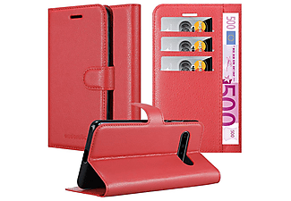 carcasa de móvil  - Funda libro para Móvil - Carcasa protección resistente de estilo libro CADORABO, LG, V60 thinq, rojo carmín
