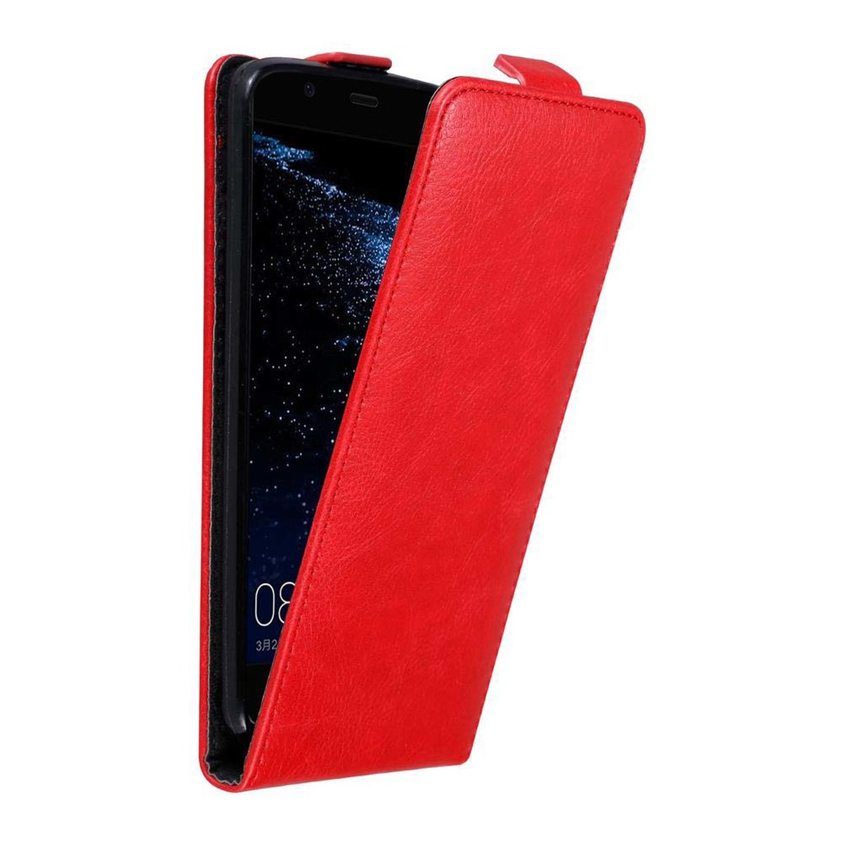 Flip P10 Style, APFEL CADORABO ROT Flip Cover, im PLUS, Hülle Huawei,