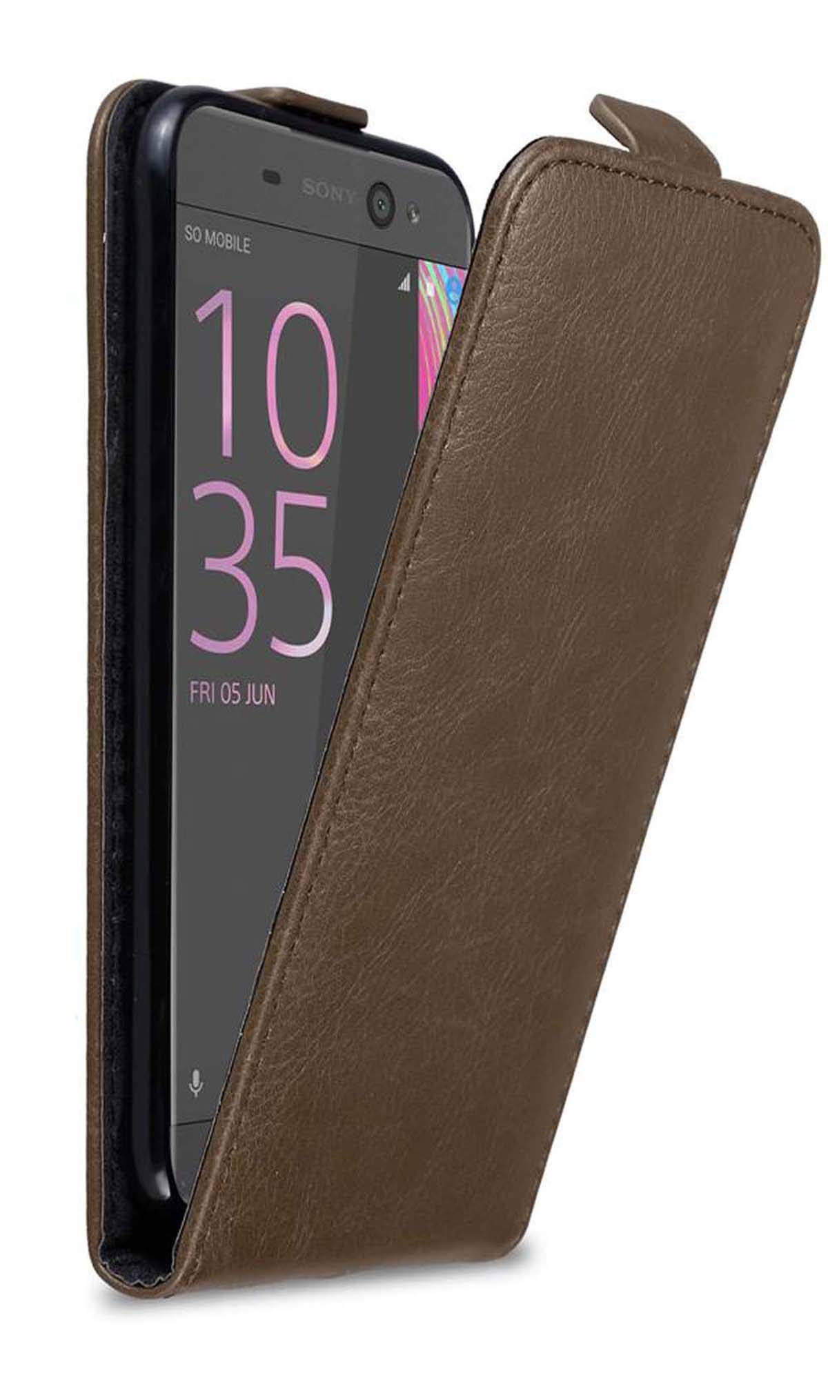 CADORABO Custodia con chiusura magnetica e design a ribalta, Copertina, Sony, Xperia X COMPACT, Bruno Caffè