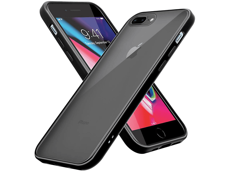 CADORABO Hülle Hybrid PLUS / PLUS TPU PLUS, / 6S 7 7S 8 Schwarz iPhone Rückseite, PLUS Schutzhülle / 6 Silikon / Matt Backcover, matter Innenseite Kunststoff mit PLUS Apple, und