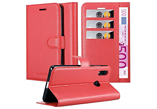 carcasa de móvil  - Funda libro para Móvil - Carcasa protección resistente de estilo libro CADORABO, Xiaomi, RedMi NOTE 7, rojo carmín