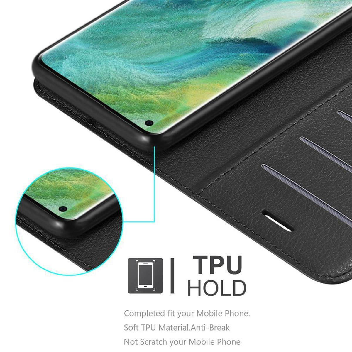 Una custodia nera per telefono con un telefono all'interno, con primo piano della funzione TPU e testo.