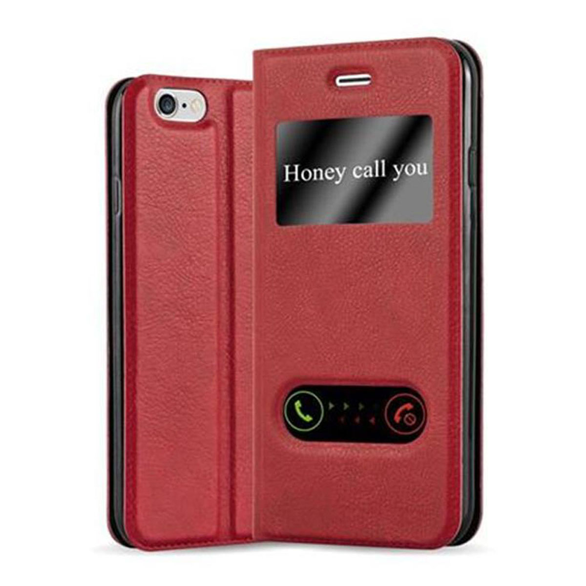 CADORABO Book 6 Bookcover, 6S, / SAFRAN View Doppelfenster Apple, iPhone Hülle, ROT