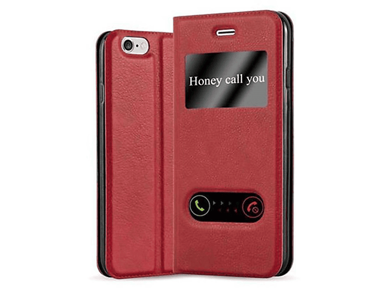 CADORABO Book 6 Bookcover, 6S, / SAFRAN View Doppelfenster Apple, iPhone Hülle, ROT