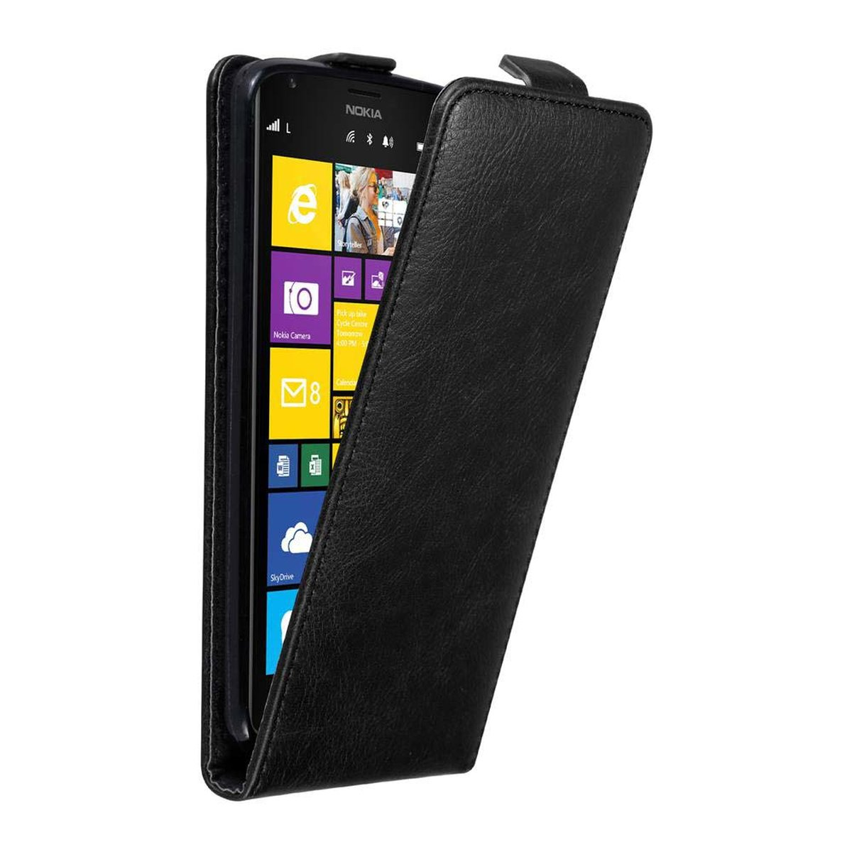 CADORABO Hülle im Flip SCHWARZ NACHT 1520, Lumia Cover, Flip Style, Nokia