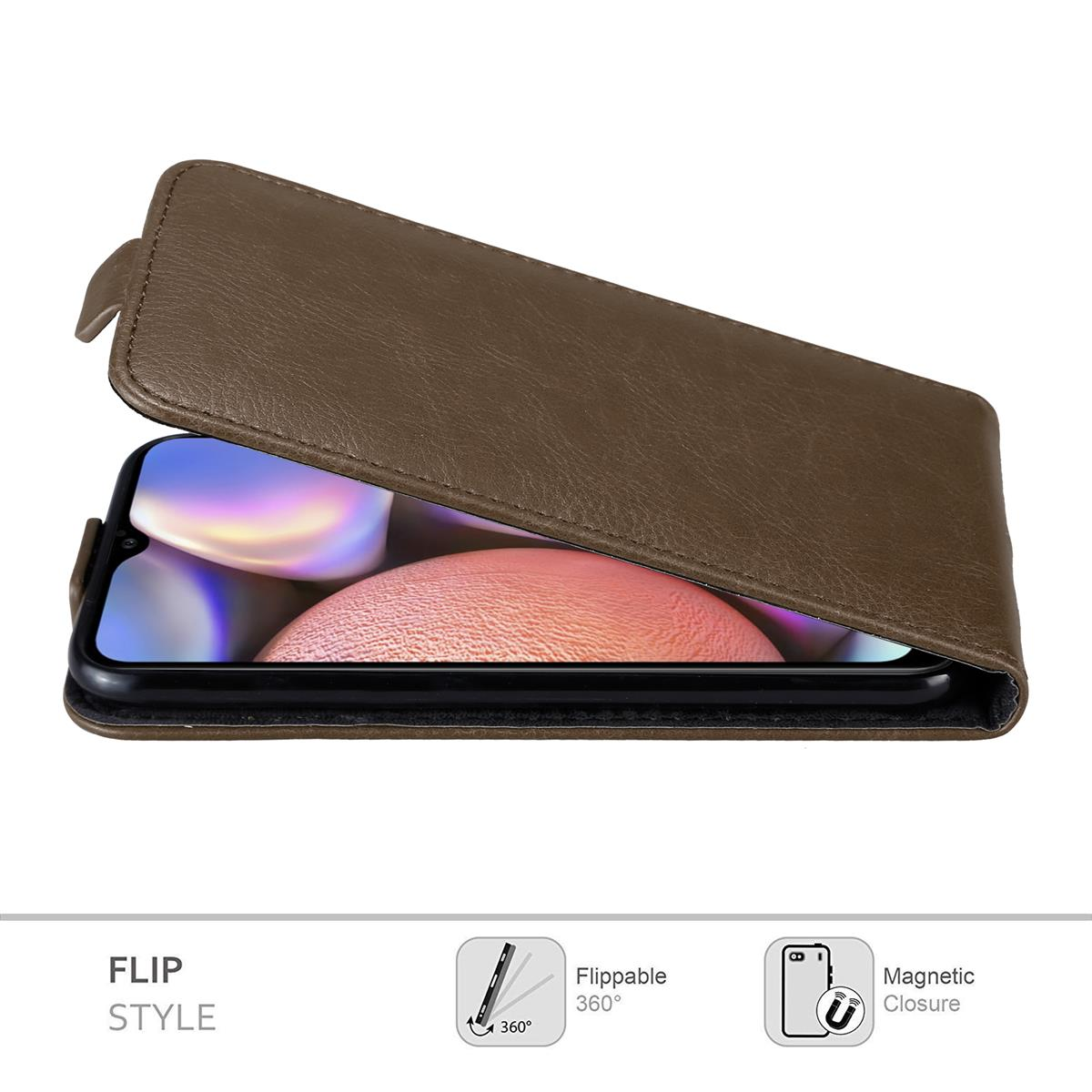Flip Cover, A10s Samsung, / BRAUN KAFFEE Hülle Galaxy Style, im Flip CADORABO M01s,
