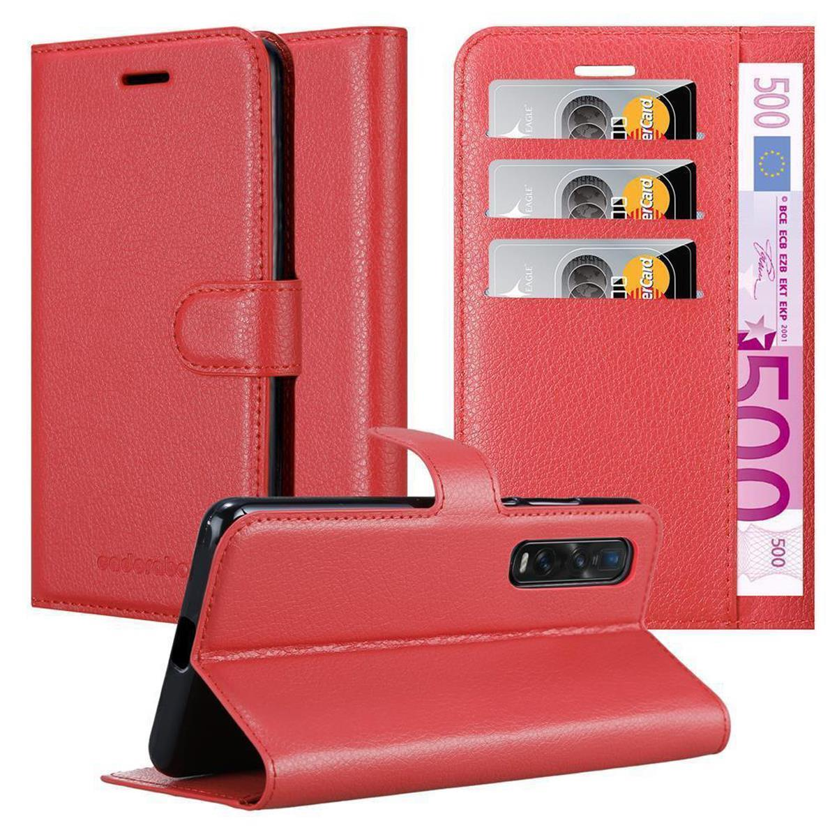 CADORABO Book Hülle Standfunktion, FIND Oppo, PRO, X2 Bookcover, KARMIN ROT