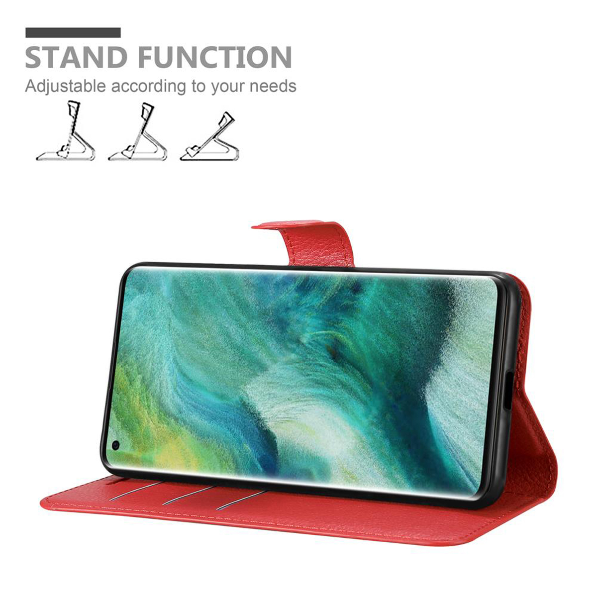 PRO, FIND X2 Standfunktion, Book Bookcover, Oppo, KARMIN Hülle CADORABO ROT
