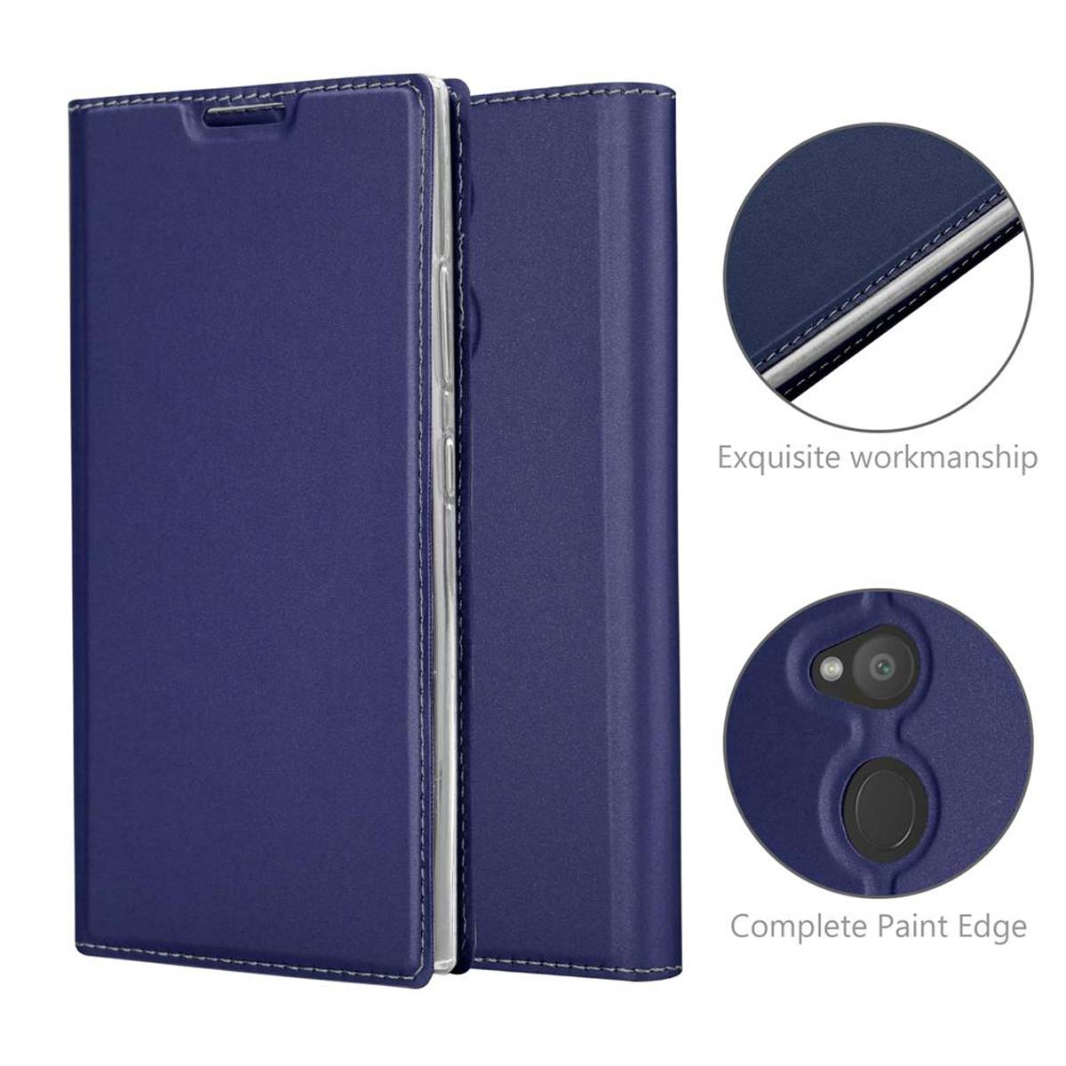 CADORABO Handyhülle Style, Sony, Book BLAU L2, Bookcover, CLASSY Xperia DUNKEL Classy