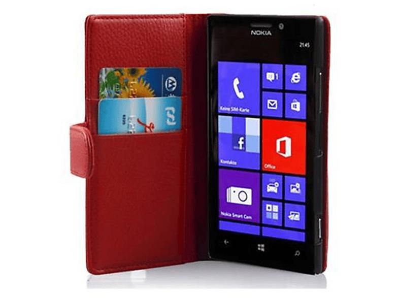 CADORABO Book Hülle mit Nokia, 925, INFERNO Struktur, Bookcover, ROT Lumia