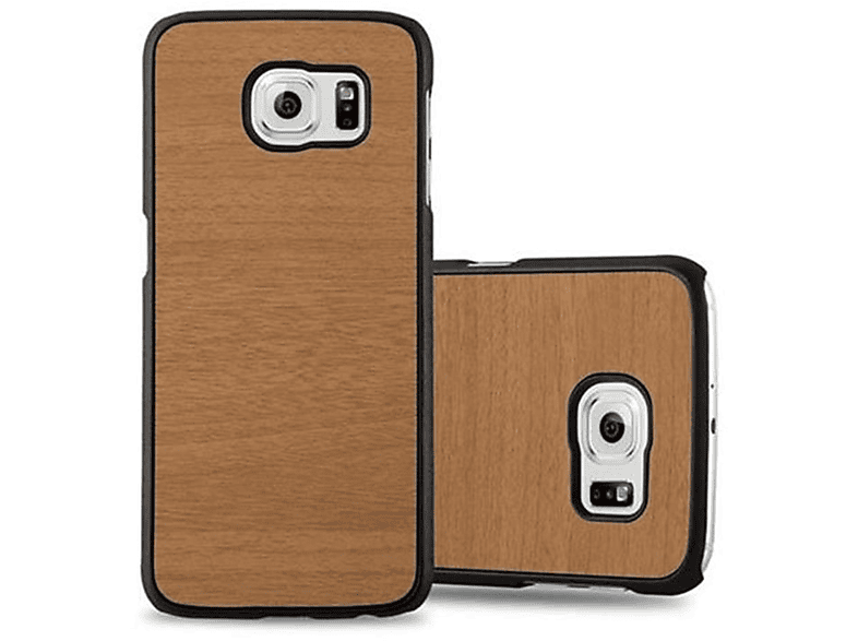 CADORABO Hülle Hard Case Backcover, Galaxy S6, Style, Woody WOODY Samsung, BRAUN