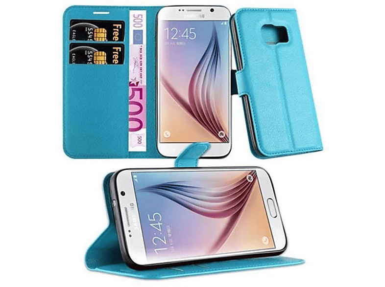 CADORABO Book Hülle Standfunktion, Bookcover, Samsung, Galaxy S7, PASTELL BLAU