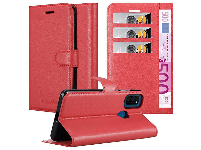 Galaxy CADORABO Bookcover, KARMIN ROT Standfunktion, M30s, M21 Samsung, Book Hülle /
