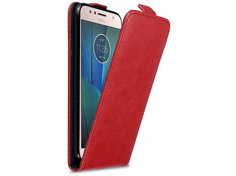 MOTO APFEL CADORABO G5S Cover, Motorola, im ROT Hülle Style, Flip Flip PLUS,