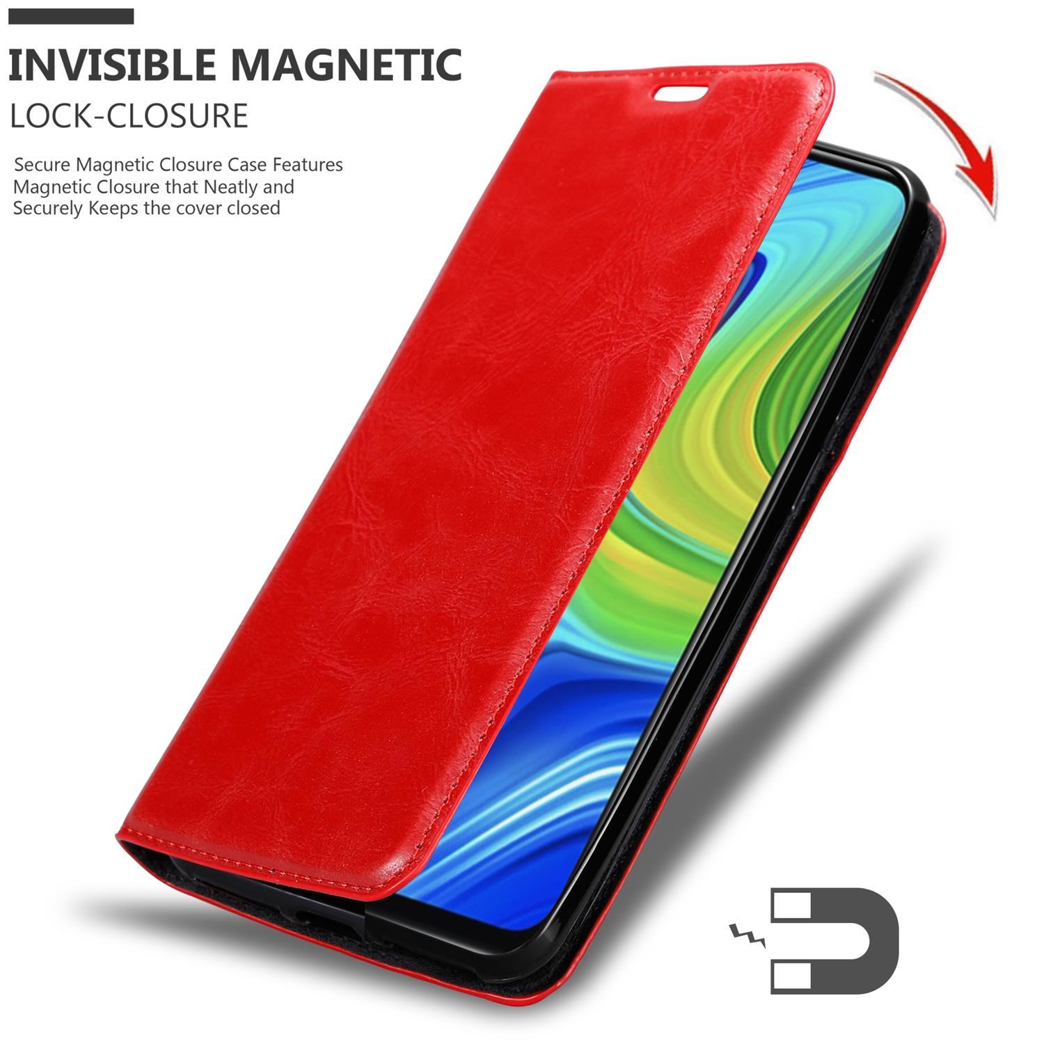CADORABO Book Hülle Invisible Magnet, Bookcover, 10X 4G, RedMi Xiaomi, ROT APFEL