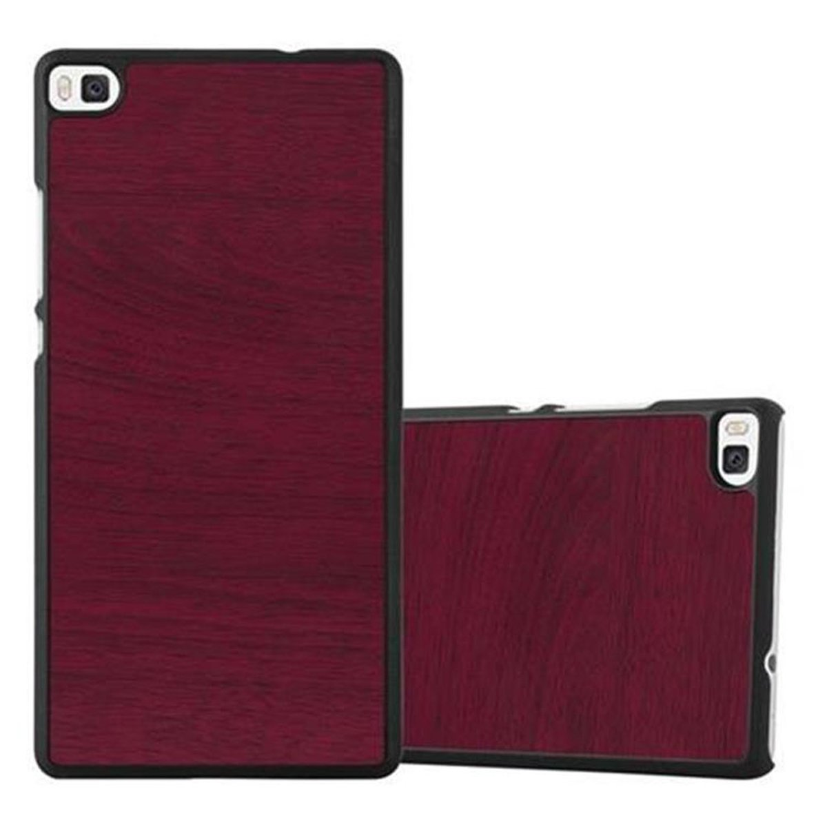 CADORABO Hülle Hard Style, P8, ROT Huawei, Woody Case WOODY Backcover
