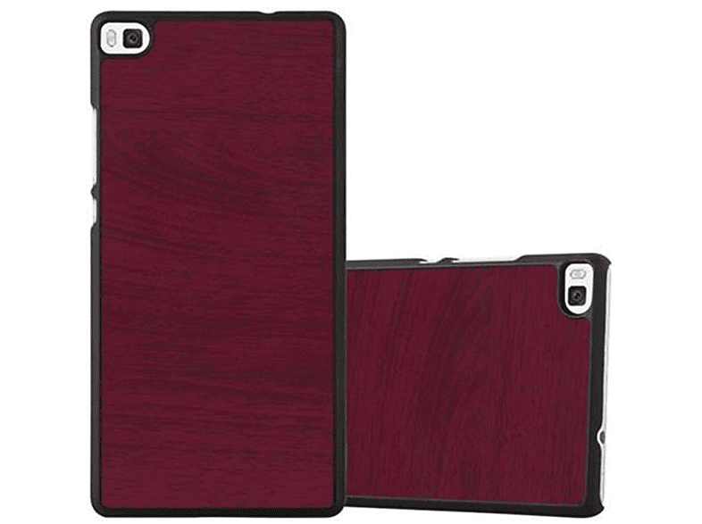 Backcover, Case Hülle WOODY Style, P8, Huawei, ROT Woody Hard CADORABO
