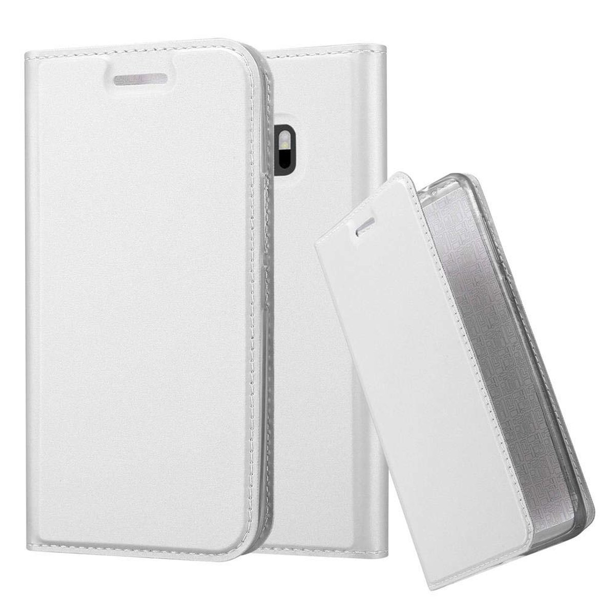 Classy ONE M10, Handyhülle Book CADORABO CLASSY HTC, SILBER Bookcover, Style,