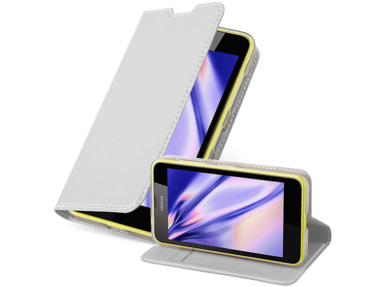 CADORABO Handyhülle Classy Book Style, Bookcover, Nokia, Lumia 630 / 635, CLASSY SILBER