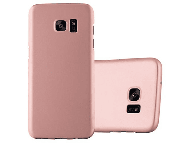 EDGE, Case Galaxy Samsung, Backcover, METALL CADORABO im Hard Style, Metall ROSÉ Hülle S7 Matt GOLD
