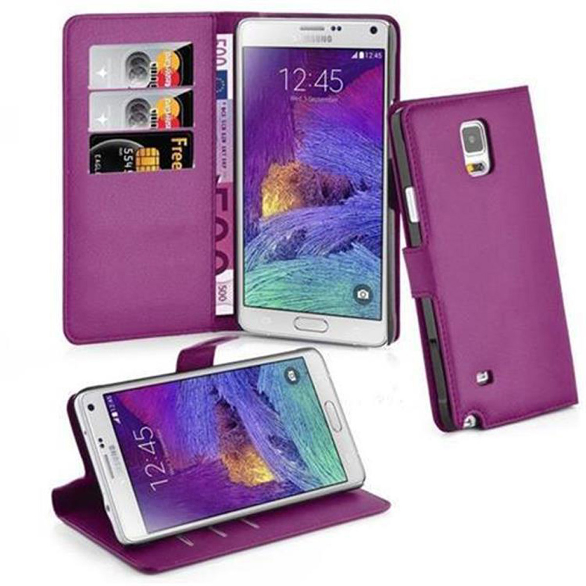 CADORABO Book VIOLETT Standfunktion, MANGAN Hülle Galaxy Samsung, 4, Bookcover, NOTE