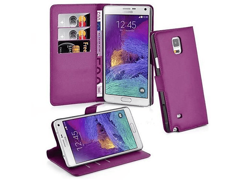 CADORABO Book Hülle Standfunktion, Bookcover, Samsung, Galaxy NOTE 4, MANGAN VIOLETT