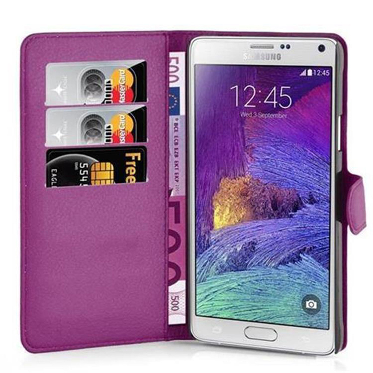 CADORABO Book VIOLETT Standfunktion, MANGAN Hülle Galaxy Samsung, 4, Bookcover, NOTE