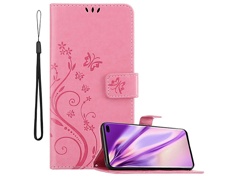 FLORAL Samsung, Case, Hülle Flower Galaxy ROSA Muster Bookcover, Blumen S10 CADORABO PLUS,