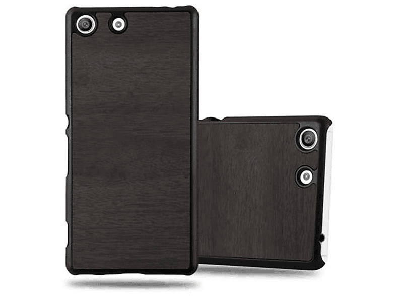 CADORABO Hülle Hard Case Woody Style, Backcover, Sony, Xperia M5, WOODY SCHWARZ | Backcover