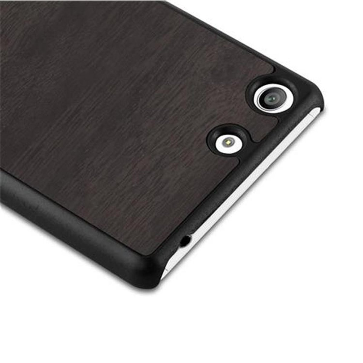 CADORABO Hülle Hard Case Woody Sony, Xperia Style, Backcover, WOODY SCHWARZ M5