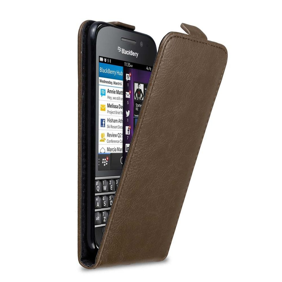 CADORABO Hülle im Cover, KAFFEE BRAUN Flip Blackberry, Style, Flip Q10