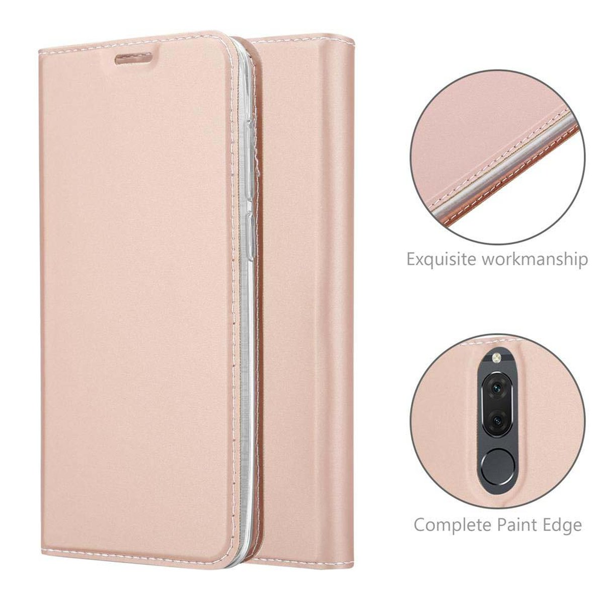 Handyhülle Huawei, Book MATE Style, CADORABO LITE, ROSÉ Classy CLASSY 10 Bookcover, GOLD