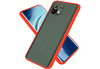 carcasa de móvil  - Funda para móvil de plástico duro y TPU Silicona - carcasa híbrida CADORABO, Xiaomi, Mi 11 5G, mate rojo - botones negros