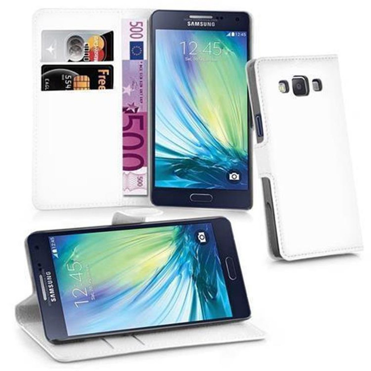 Samsung, 2015, A3 Galaxy ARKTIS Hülle Book Bookcover, WEIß Standfunktion, CADORABO
